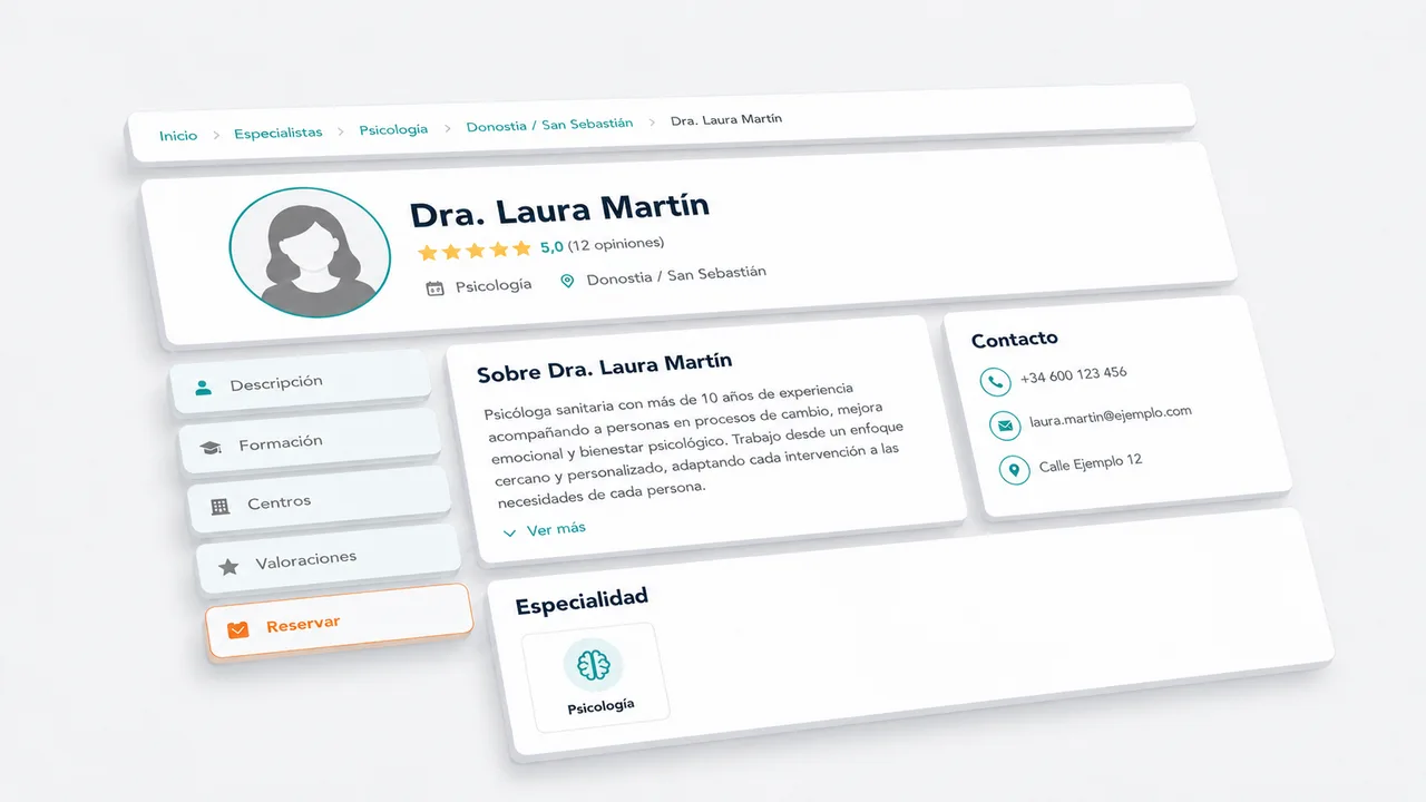Muestra de un perfil de especialista en byclinics